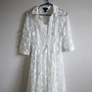 Gracia White Polka Dot Lace Dress with Removable Lining - Size M